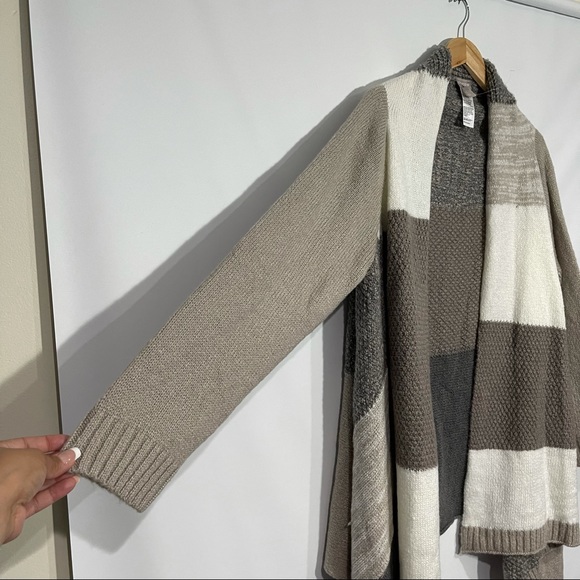 NWOT Chico's Drape Front ColorBlock Cardigan Sweater Assymetrical Size XL - Picture 4 of 13